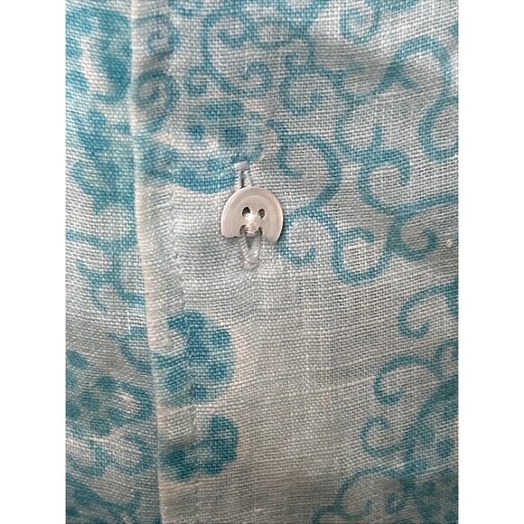 Lilly Pulitzer Wyeth Mens Shirt Linen Medium Blue Aqua Nautical Octopus Print - Picture 7 of 7